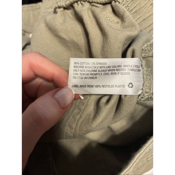 Knox Rose New Solid Olive Green High Rise Relaxed Straight Leg Pants Large - Picture 9 of 9